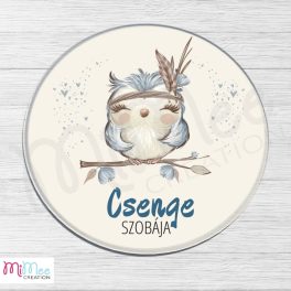 Indián baglyos gyerekszoba ajtó névtábla