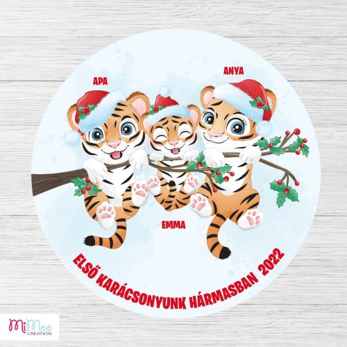 Tigris családos karácsonyi tábla