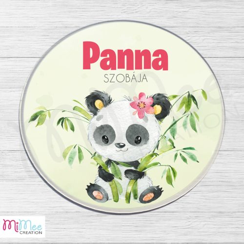Panda kislányos gyerekszoba ajtó névtábla - plexi alapon