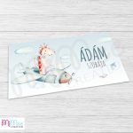 Repülős zsiráfos gyerekszoba ajtó névtábla - pvc alapon