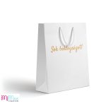 Fehér ajándéktasak fényes arany felirattal