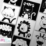 Monokróm babakártyák - állat fejek - letölthető pdf formátumban