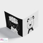 Monokróm babakártyák - állat fejek - letölthető pdf formátumban