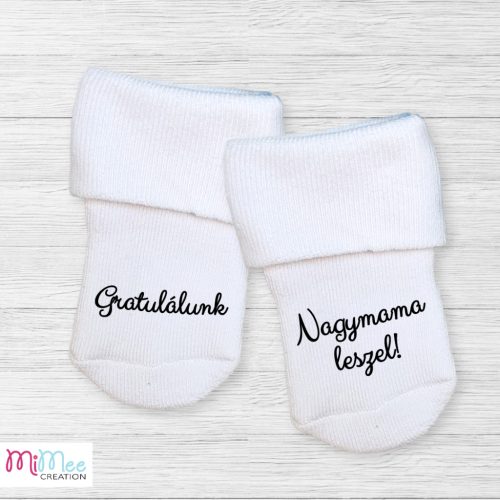 Gratulálunk nagymama leszel - baba bejelentő zoknik
