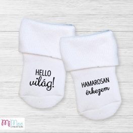Hello világ! Hamarosan érkezem - baba bejelentő zoknik