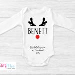 Baba body névvel, rénszarvas agancs mintával és egyedi felirattal - karácsonyra, Mikulásra