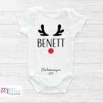 Baba body névvel, rénszarvas agancs mintával és egyedi felirattal - karácsonyra, Mikulásra