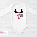 Baba body névvel, masnis rénszarvas agancs mintával és egyedi felirattal - karácsonyra, Mikulásra