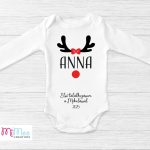 Baba body névvel, masnis rénszarvas agancs mintával és egyedi felirattal - karácsonyra, Mikulásra