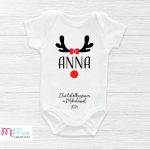 Baba body névvel, masnis rénszarvas agancs mintával és egyedi felirattal - karácsonyra, Mikulásra