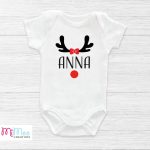 Baba body névvel, masnis rénszarvas agancs mintával és egyedi felirattal - karácsonyra, Mikulásra