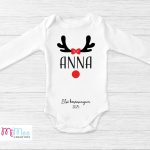 Baba body névvel, masnis rénszarvas agancs mintával és egyedi felirattal - karácsonyra, Mikulásra