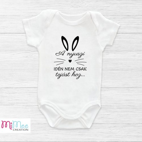 A nyuszi idén nem csak tojást hoz - vicces stílusú baba bejelentő body húsvétra