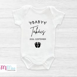   Baby családneves feliratos baba bejelentő body szivecskével