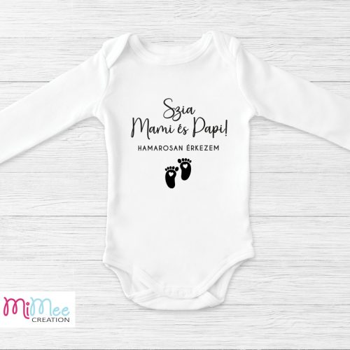 Szia mami és papi - baba bejelentő body