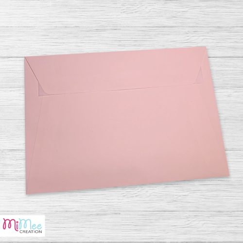 Kicsi rózsaszín boríték A/6 és félbehajtott A/5-ös laphoz