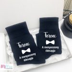 Névre szóló esküvői zokni a menyasszony édesapjának névre szóló dobozban