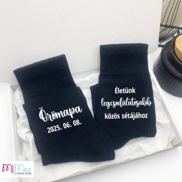   Legcsodálatosabb közös séta - örömapa zokni névre szóló dobozban
