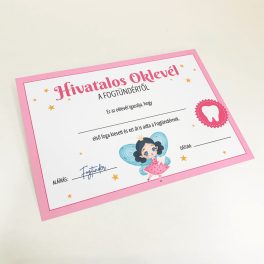 Fogtündér oklevél (rózsaszín)