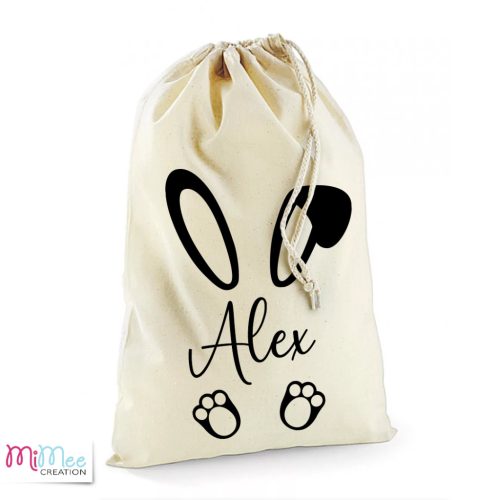 Névre szóló húsvéti zsák nyuszi füllel és tappanccsal - nagy