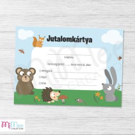 Erdei állatos jutalomkártya