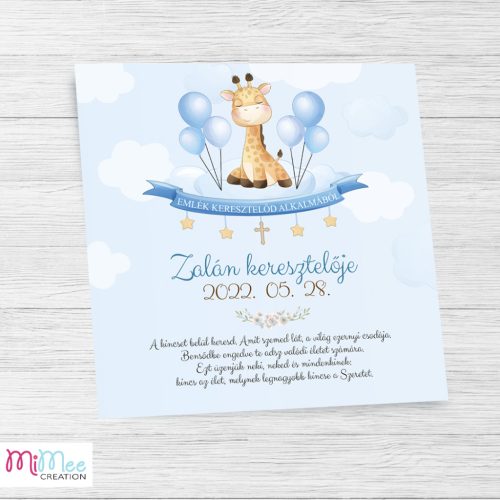 Zsiráf a felhőkön - kép keresztelőre