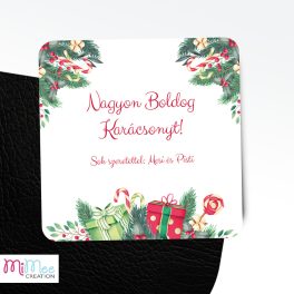   9x9cm-es karácsonyi ajándék csomagos ajándék kísérő kártya
