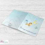 Elefánt bébis bababejelentő ultrahang képpel - kinyitható - kék