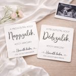 A megszólítás, hogy... - szöveges baba bejelentő lap, üdvözlő lap - 9x9 cm