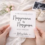 A megszólítás, hogy... - szöveges baba bejelentő lap, üdvözlő lap - 9x9 cm