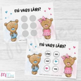   Babaváró kaparós játék – Fiú vagy lány? (6 mezős meglepetés játék, macis)