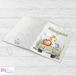Autós szafaris állatos állásajánlatos keresztszülő felkérő lap fényképpel - kinyitható A/4