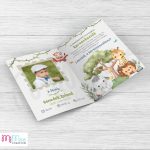 Autós szafaris állatos állásajánlatos keresztszülő felkérő lap fényképpel - kinyitható A/5