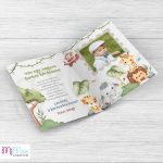 Autós szafaris állatos keresztszülő felkérő lap fényképpel - kinyitható A/5