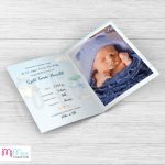 Gólyás, zsiráf bébis fényképes baba születés bejelentő lap - kinyitható - kék