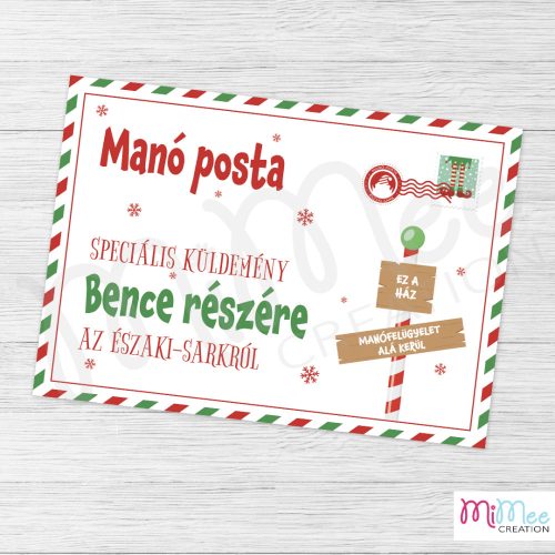 Manó posta - doboz cimke