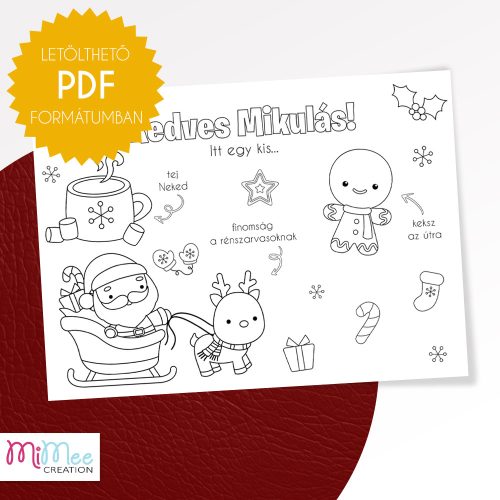 Mikulás váró alátét, tálca - színezhető - letölthető pdf