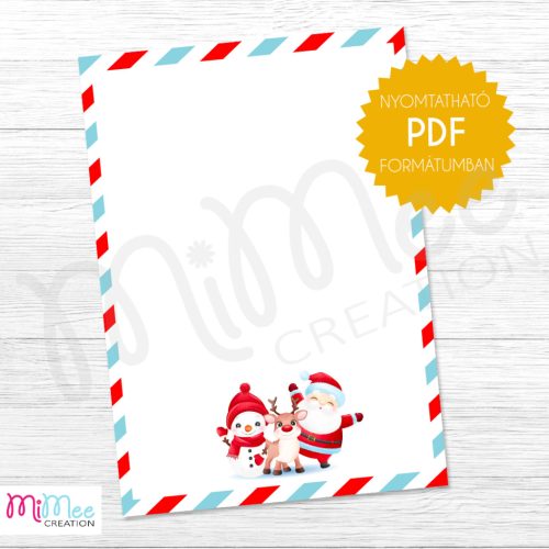 Mikulás és Rudolf levélpapír - sima - letölthető pdf