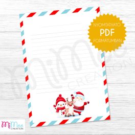  Mikulás és Rudolf levélpapír - vonalas - letölthető pdf