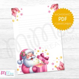   Rózsaszín Mikulásos levélpapír - vonalas - letölthető pdf