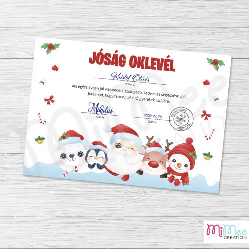 Jóság oklevél - Mikulás koszorúban