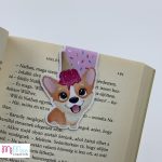 Corgi kutya fagyival a fején - mágneses könyvjelző konfetti alappal