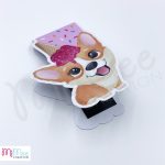 Corgi kutya fagyival a fején - mágneses könyvjelző konfetti alappal