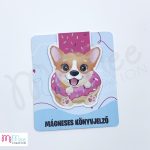 Corgi kutya fánkkal - mágneses könyvjelző konfetti alappal