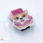 Corgi kutya fánkkal - mágneses könyvjelző konfetti alappal