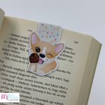 Corgi kutya fagyival - mágneses könyvjelző konfetti alappal