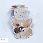 Corgi kutya fagyival - mágneses könyvjelző konfetti alappal