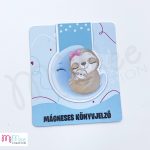 Lajhár mama kicsinyével a holdon - mágneses könyvjelző pöttyös alappal
