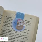 Lajhár mama kicsinyével a holdon - mágneses könyvjelző pöttyös alappal