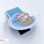 Lajhár mama kicsinyével a holdon - mágneses könyvjelző pöttyös alappal